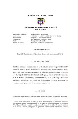 REPÚBLICA DE COLOMBIA 
 
TRIBUNAL SUPERIOR DE BOGOTÁ  
SALA PENAL 
 
 
Magistrada Ponente: 
Isabel Álvarez Fernández