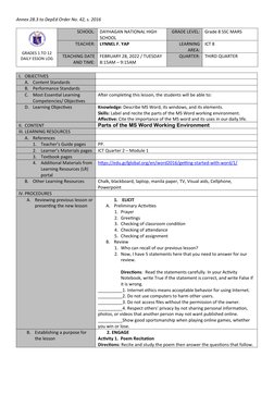 Grade 8 ICT Lesson Plan: MS Word | PDF | Internet | World Wide Web