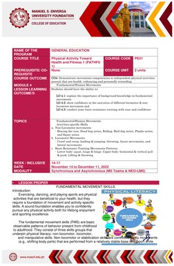 1 
 
 
 
 
 
 
 
 
 
COLLEGE OF EDUCATION 
 
 
NAME OF THE 
PROGRAM 
GENERAL EDUCATION 
COURSE TITLE 
Physical Activity Towar