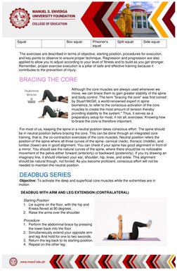 1 
 
 
 
 
 
 
 
 
 
COLLEGE OF EDUCATION 
 
The exercises are described in terms of objective, starting position, procedures