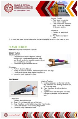 1 
 
 
 
 
 
 
 
 
 
COLLEGE OF EDUCATION 
 
 
 
 
 
 
 
 
 
 Starting Position 
1. Tie a towel or exercise 
band around a po