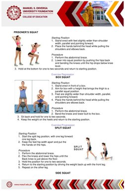 1 
 
 
 
 
 
 
 
 
 
COLLEGE OF EDUCATION 
 
PRISONER’S SQUAT 
 
  
 
 
 
 
Starting Position 
1. Stand erect with feet sligh
