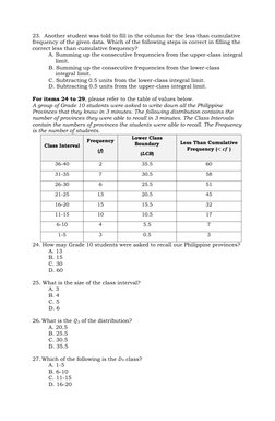 Grade 10 Math 4th Quarter Exam Guide | PDF | Percentile