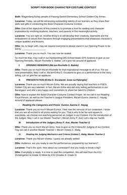 Book Character Costume Contest Script | PDF | Language Arts ...