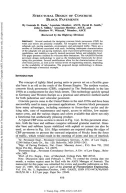 STRUCTURAL DESIGN OF CONCRETE 
BLOCK PAVEMENTS 
By Gonzalo R. Rada,1 Associate Member, ASCE, David R. Smith,2 
John S. Miller