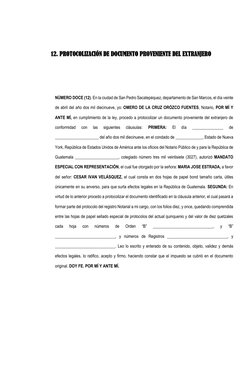 NÚMERO DOCE (12). En la ciudad de San Pedro Sacatepéquez, departamento de San Marcos, el día veinte 
de abril del año dos mil