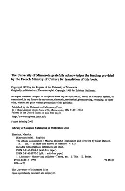 The University of Minnesota gratefully acknowledges the funding provided
by the French Ministry of Culture for translation of