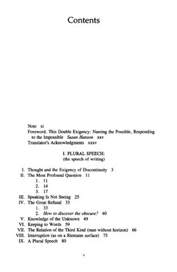 Contents
Note xi
Foreword. This Double Exigency: Naming the Possible, Responding
to the Impossible Susan Hanson xxv
Translato