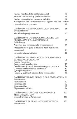 Radios nacidas de la militancia social  
43 
Jóvenes, ciudadanía y performatividad  
44 
Radios comunitarias y espacio públic