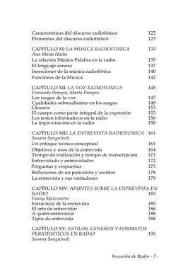 Vocación de Radio - 5 -  
Características del discurso radiofónico 
122 
Elementos del discurso radiofónico 
123 
 
CAPITULO