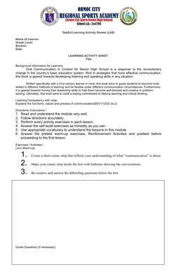 DepEd Learning Activity Sheets (LAS) 
Name of Learner:
Grade Level:
Section:
Date:
LEARNING ACTIVITY SHEET 
Title
Background
