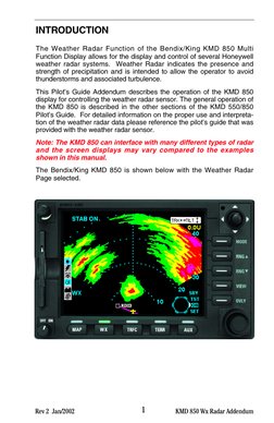 Rev 2  Jan/2002                          
KMD 850 Wx Radar Addendum
1
INTRODUCTION
The Weather Radar Function of the Bendix/K