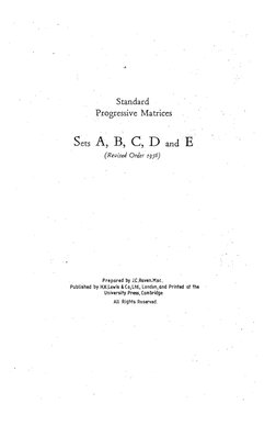 Standard Progressive Matrices Set Standard Progressive Matrices Test Booklet PDF | PDF | Chess | Chess Theory