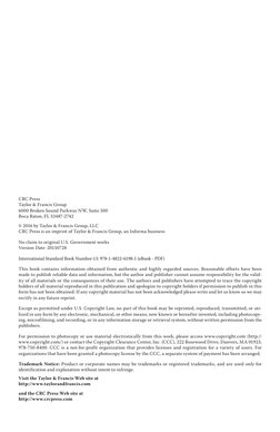 CRC Press
Taylor & Francis Group
6000 Broken Sound Parkway NW, Suite 300
Boca Raton, FL 33487-2742
© 2016 by Taylor & Francis