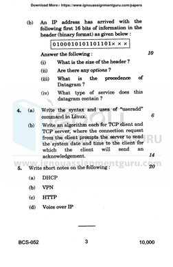 BCS-052 Network Programming Exam Papers | PDF | Transmission Control ...