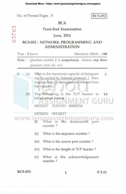 BCS-052 Network Programming Exam Papers | PDF | Transmission Control ...