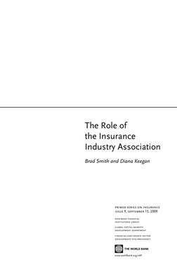 The Role of
the Insurance
Industry Association
Brad Smith and Diana Keegan
non-bank financial 
institutions group
global capi
