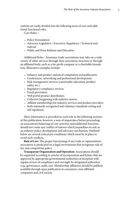 The Role of the Insurance Industry Association
3
ciations are easily divided into the following areas of core and addi-
tiona