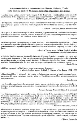 Respuestas únicas a la voz única de Nassim Nicholas Tateb
en la primera edición de ; Existe la suerte? Engañados por el azar