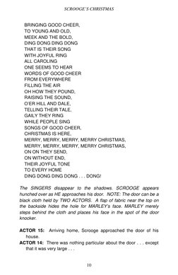 SCROOGE’S CHRISTMAS 
    BRINGING GOOD CHEER, 
    TO YOUNG AND OLD, 
    MEEK AND THE BOLD, 
    DING DONG DING DONG 
    TH