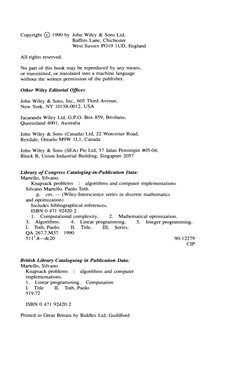 Copyright
\302\2511990 by John Wiley & SonsLtd.
Baffins
Lane, Chichester
West SussexP019 lUD,
England
All rights reserved.
No