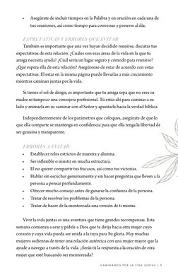 C A M I N A N D O  P O R  L A  V I DA  J U N TA S  |  9
••
Asegúrate de incluir tiempos en la Palabra y en oración en cada un