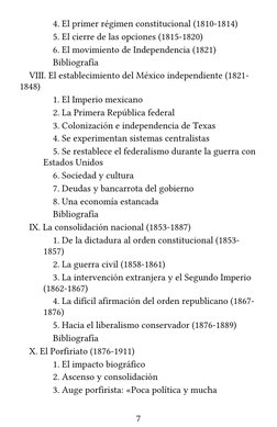 4. El primer régimen constitucional (1810-1814)
5. El cierre de las opciones (1815-1820)
6. El movimiento de Independencia (1