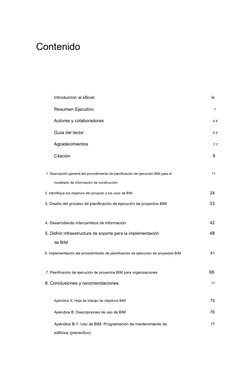 Contenido
Introducción al eBook 
ix
Resumen Ejecutivo 
1
Autores y colaboradores 
4 4
Guía del lector 
5 5
Agradecimientos 
7