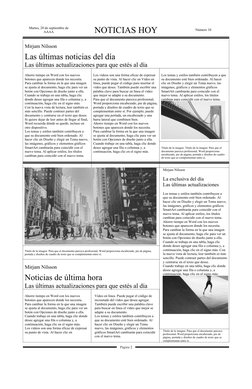 Martes, 20 de septiembre de
AAAA
NOTICIAS HOY
Número 10
Mirjam Nilsson 
Las últimas noticias del día 
Las últimas actualizaci