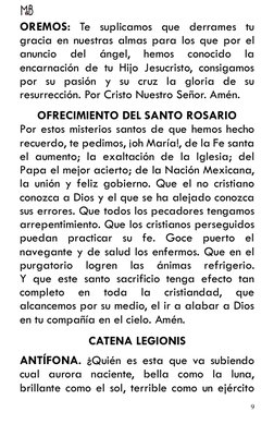 9 
 
OREMOS: Te suplicamos que derrames tu 
gracia en nuestras almas para los que por el 
anuncio 
del 
ángel, 
hemos 
cono