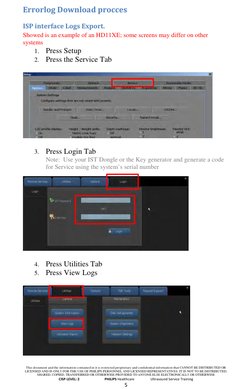 Errorlog Download procces  
ISP interface Logs Export. 
Showed is an example of an HD11XE; some screens may differ on other
