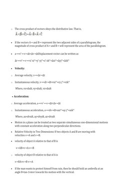 Class 11 Motion in a Plane Notes | PDF