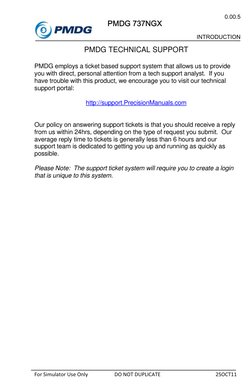 0.00.5 
 
 
INTRODUCTION 
For Simulator Use Only 
DO NOT DUPLICATE 
25OCT11 
PMDG 737NGX 
PMDG TECHNICAL SUPPORT 
 
PMDG