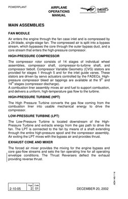 POWERPLANT
AIRPLANE
OPERATIONS
MANUAL
 
2-10-05
 
Page
2
 
Code
01
 
DECEMBER 20, 2002
 
 MAIN ASSEMBLIES
 FAN MODULE
 Air en