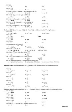 25. F (-1). 
a. -5  
 
 
b.5 
 
 
 
c. 0 
26. F (x + 2). 
a. X+3  
 
 
b. x-2  
 
 
c. x+2 
27. Given f (x) = x – 2 and g (x)