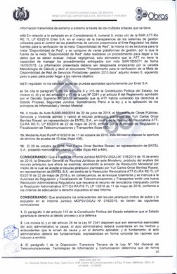 ESTADO PLURINACIONAL DE BOLIVIA 
MINISTERIO DE OBRAS PÚBLICAS, SERVICIOS Y VIVIENDA 
información transmitida de extremo a ext