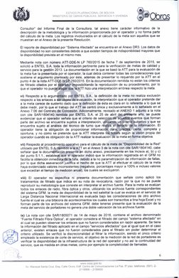 ESTADO PLURINACIONAL DE BOLIVIA 
MINISTERIO DE OBRAS PÚBLICAS, SERVICIOS Y VIVIENDA 
alQ.5 
Consultor" del Informe Final de l