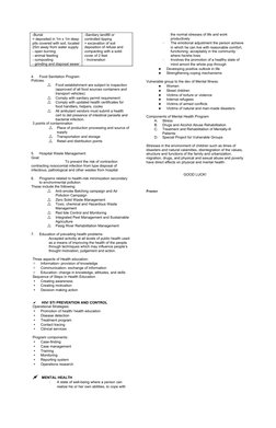-Burial
> deposited in 1m x 1m deep 
pits covered with soil, located 
25m away from water supply
- open burning
- animal feed