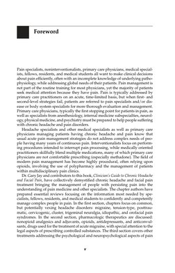 Foreword
Pain specialists, noninterventionalists, primary care physicians, medical special-
ists, fellows, residents, and med