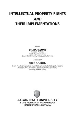 Editor
Dr. Raj Kumar
Associate Professor 
 Head, Department of Law 
Jagan Nath University, Bahadurgarh, Haryana
Foreword
Prof