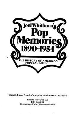 Joel Whitburn - Pop Memories, 1890-1954 - The History of American