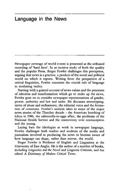 Roger Fowler - Language in The News - Discourse and Ideology in