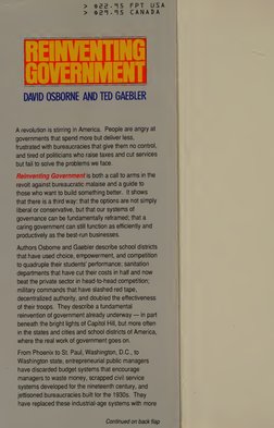 > 5SE.T5 FPT USA 
> $2T ■ 15 CANADA 
DAVID OSBORNE AND TED GAEBLER 
A revolution is stirring in America. People are angry at