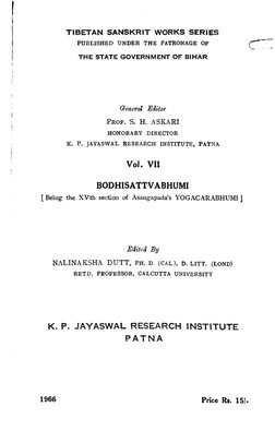 TIBETAN SANSKRIT WORKS SERIES
PUBLISHED UNDER THE PATRONAGE OF 
THE STATE GOVERNMENT OF BIHAR
General Editor 
P r o f . S. H