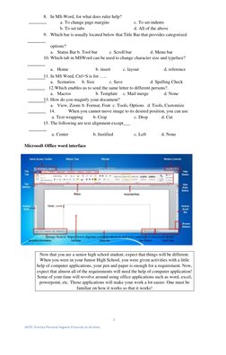 2  
NOTE: Practice Personal Hygiene Protocols at all times.  
  
8. In MS-Word, for what does ruler help?  
 
 
a. To change