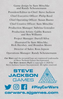 Game design by Sam Mitschke 
and Randy Scheunemann
President/Editor-in-Chief: Steve Jackson
Chief Executive Officer: Philip R