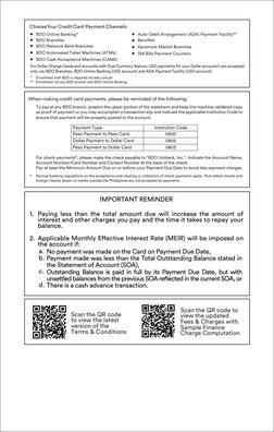 BDO Credit Card Statement Overview | PDF
