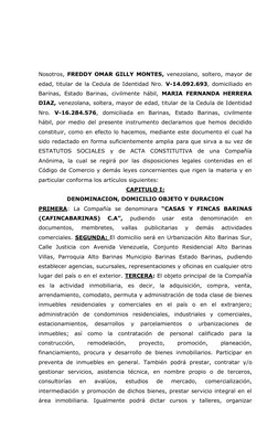 Nosotros, FREDDY OMAR GILLY MONTES, venezolano, soltero, mayor de 
edad, titular de la Cedula de Identidad Nro. V-14.092.693,