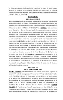 en el tiempo indicado ningún accionista manifiesta su deseo de hacer uso del 
derecho. El derecho de preferencia también se a