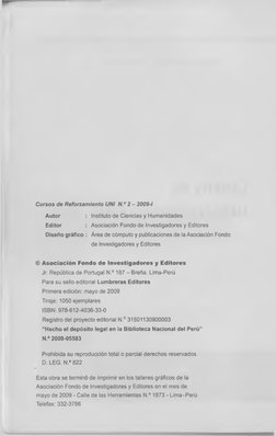 Autor 
: Instituto de Ciencias y Humanidades
Editor 
: Asociación Fondo de Investigadores y Editores
Diseño gráfico : Área de